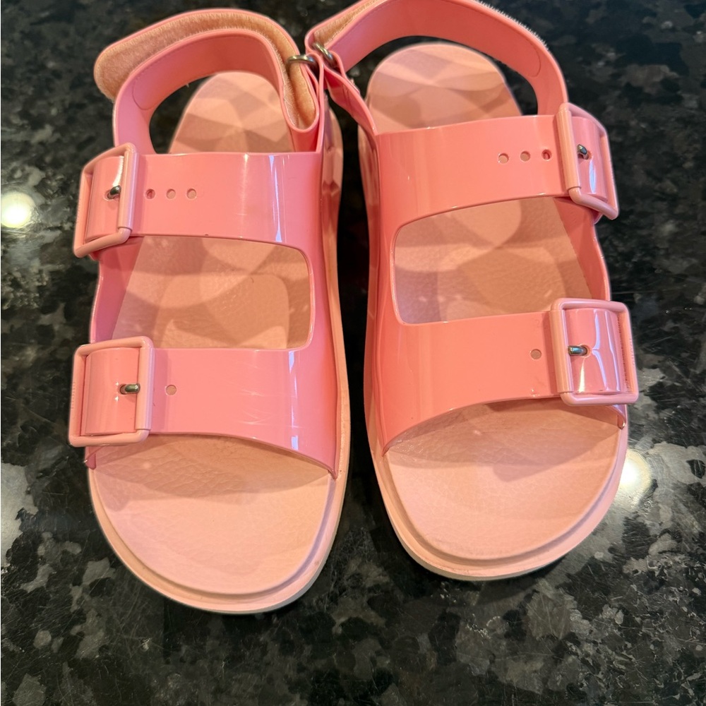 Women’s Pink Buckle Strap Gucci Sandals - Picture 2 of 5